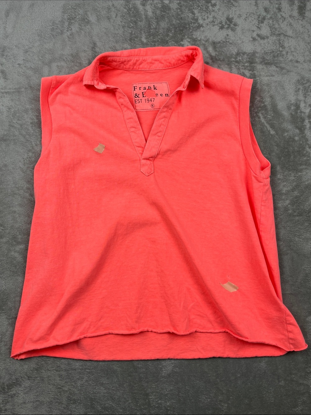 NEW Frank & Eileen S 100% Cotton Pink Orange Olivia Popover Sleeveless USA FLAW